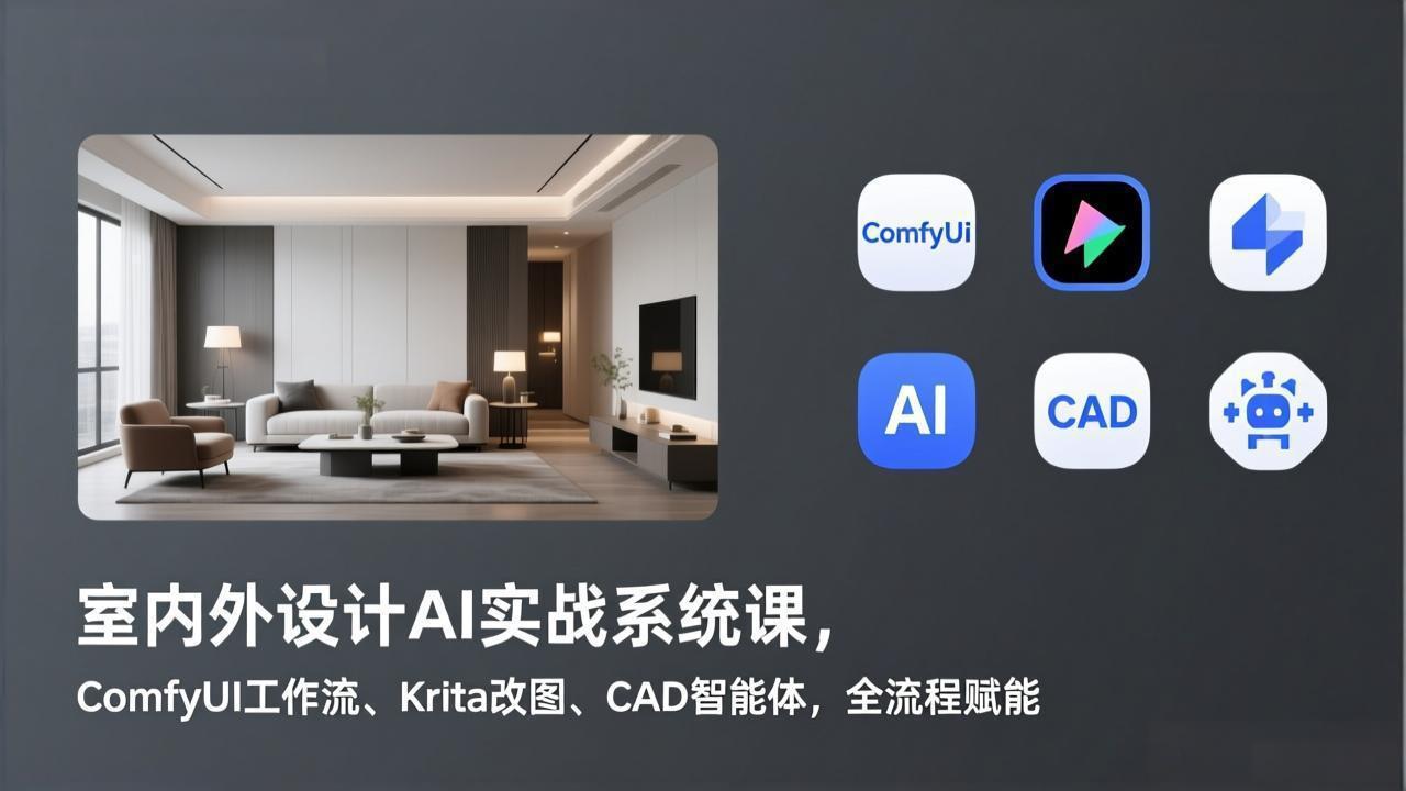 <span style='color:#001aff'>室内外设计AI实战系统课，ComfyUI工作流、Krita改图、CAD智能体，全流程赋能</span>