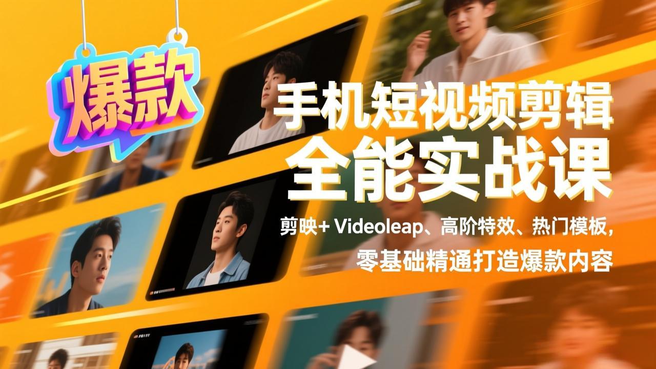 <span style='color:#bd7800'>手机短视频剪辑全能实战课,剪映+Videoleap、高阶特效、热门模板,零基础精通打造爆款内容</span>