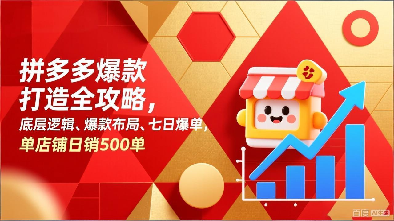 <span style='color:#ff0000'>拼多多爆款打造全攻略,底层逻辑、爆款布局、七日爆单,单店铺日销500单</span>