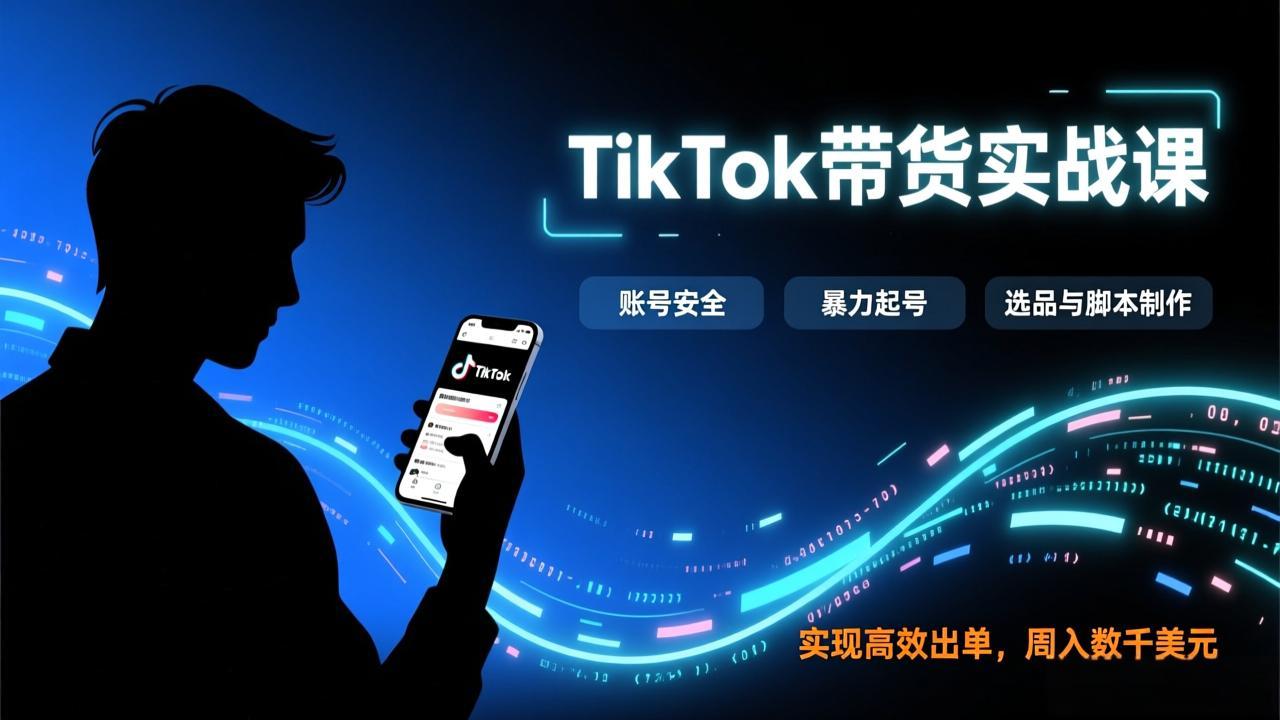 <span style='color:#bd7800'>TikTok带货实战课,涵盖账号安全、暴力起号、选品与脚本制作,实现高效出单,周入数千美元</span>
