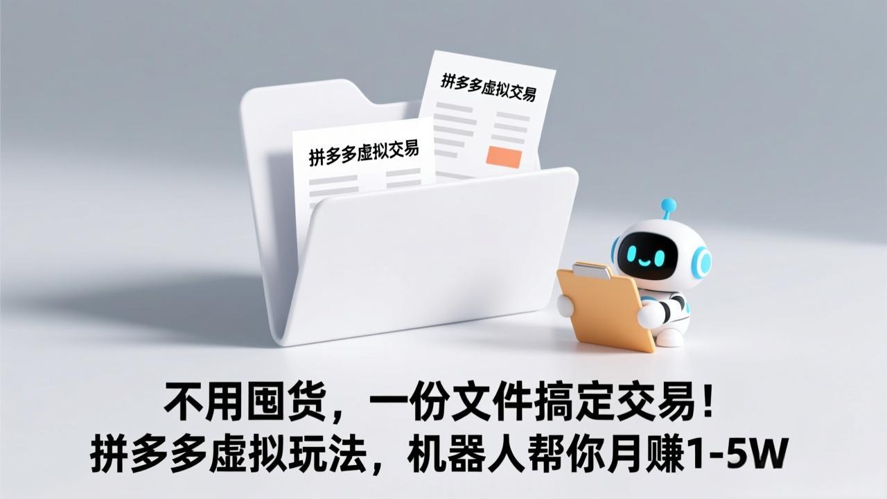 <span style='color:#078a00'>不用囤货,一份文件搞定交易!拼多多虚拟玩法,机器人帮你月赚</span>