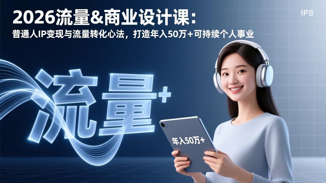 <span style='color:#078a00'>2026流量&商业设计课:普通人IP变现与流量转化心法,打造年入50万+可持续个人事业</span>