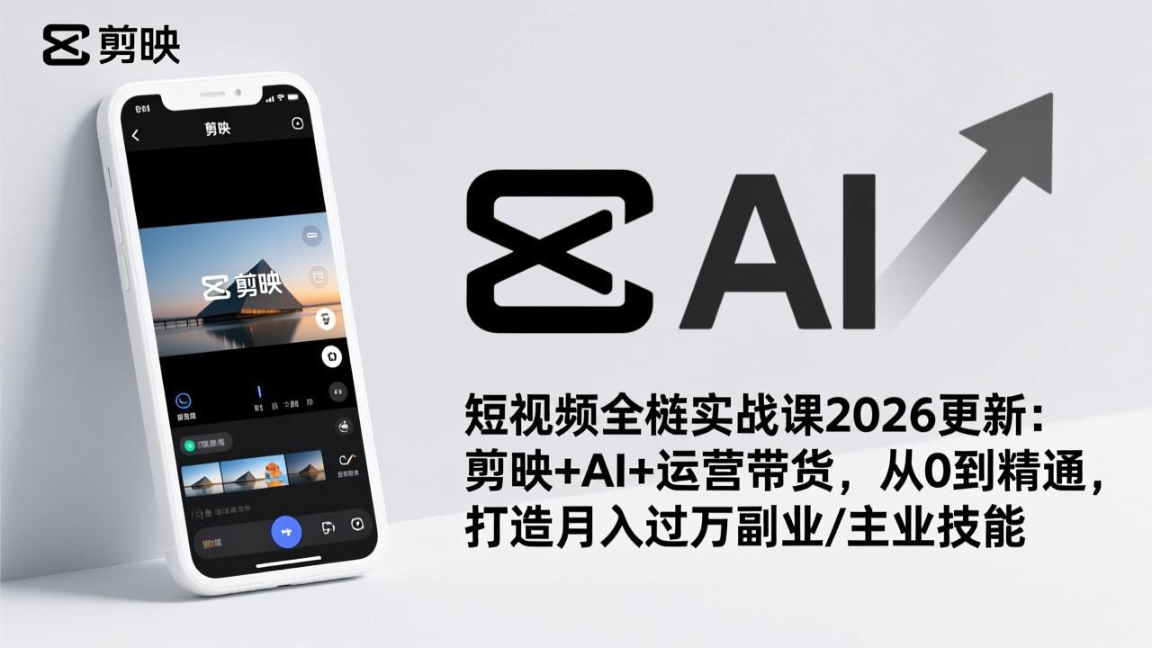 <span style='color:#078a00'>短视频全栈实战课2026更新：剪映+AI+运营带货，从0到精通，打造月入过万副业/主业技能</span>