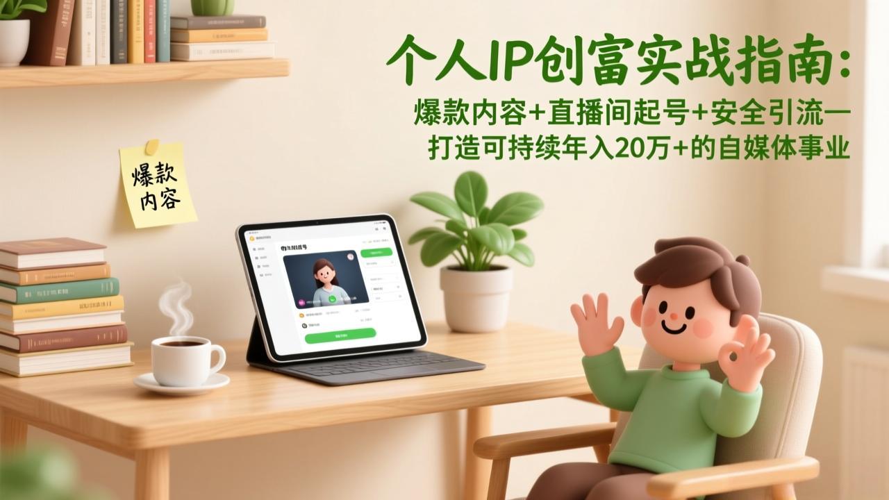 <span style='color:#a100e0'>个人IP创富实战指南：爆款内容+直播间起号+安全引流，打造可持续年入20万+的自媒体事业</span>