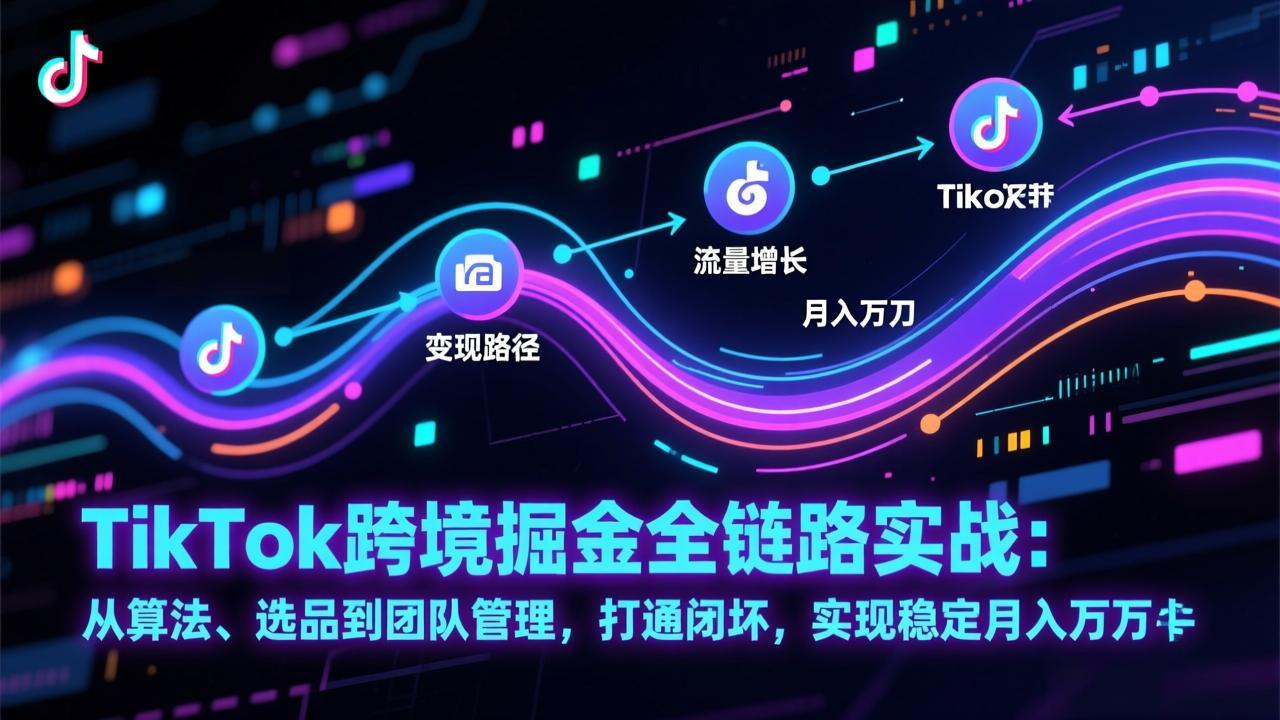 <span style='color:#078a00'>TikTok跨境掘金全链路实战：从算法、选品到团队管理，打通闭环，实现稳定月入万刀</span>
