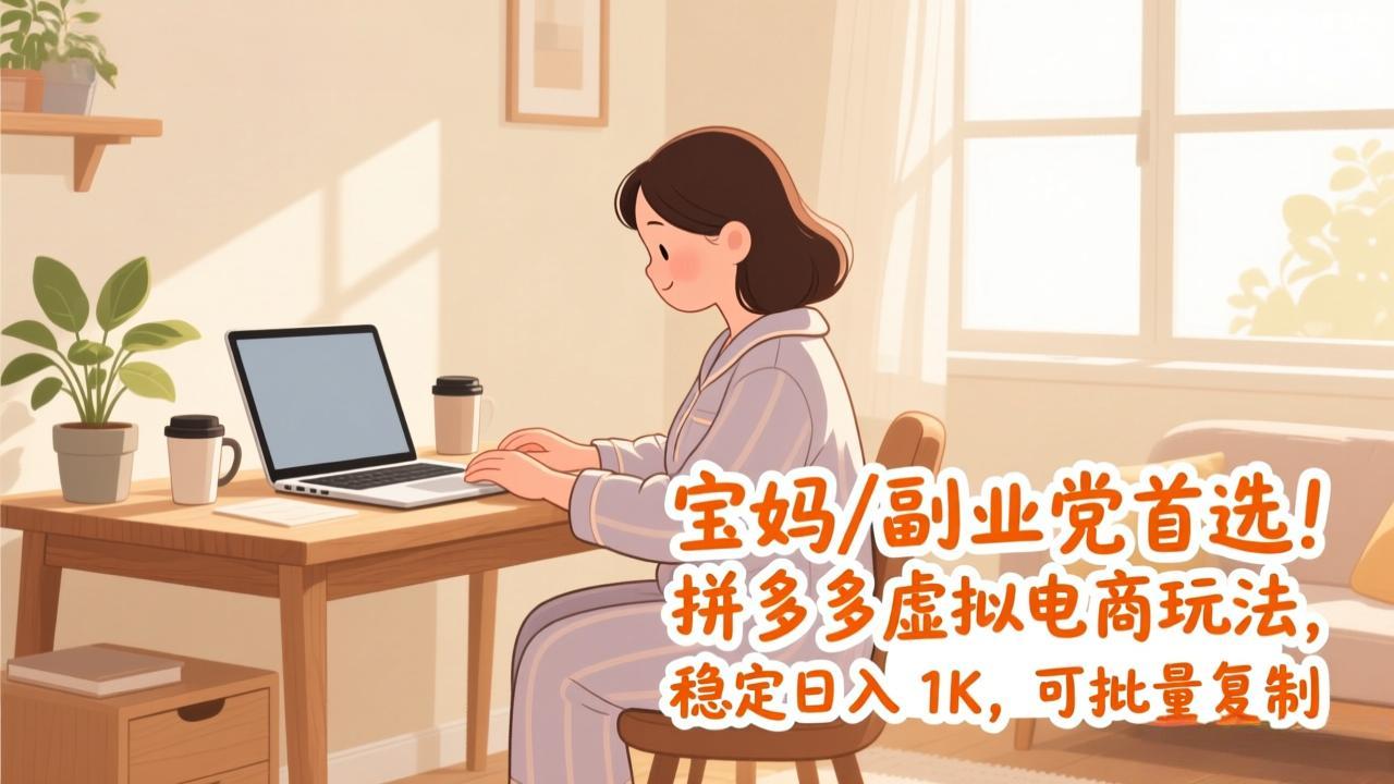 <span style='color:#001aff'>宝妈 / 副业党首选！拼多多虚拟电商玩法，稳定日入 1K，可批量复制</span>