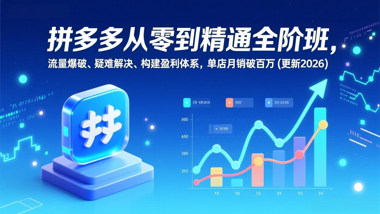 <span style='color:#001aff'>拼多多从零到精通全阶班，流量爆破、疑难解决，构建盈利体系，单店月销破百万(更新</span>