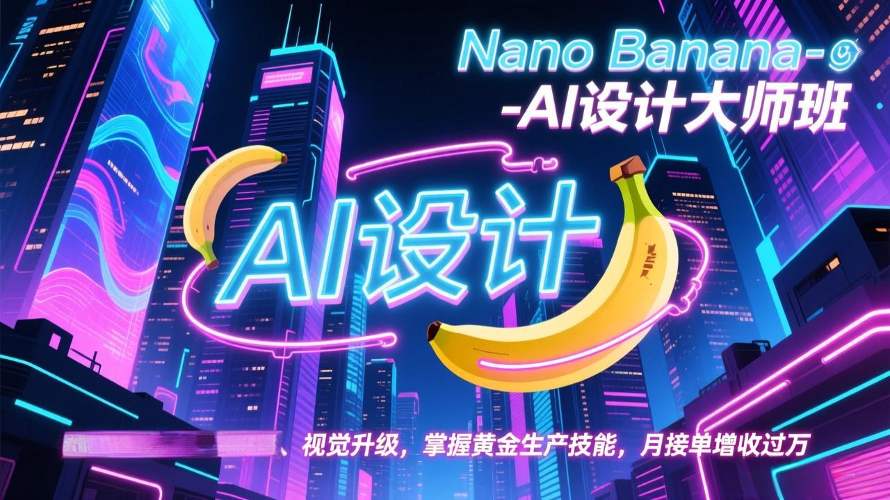 <span style='color:#001aff'>Nano Banana-AI设计大师班，修图合成、广告创作、视觉升级，掌握黄金生产技能，月接单增收过万</span>