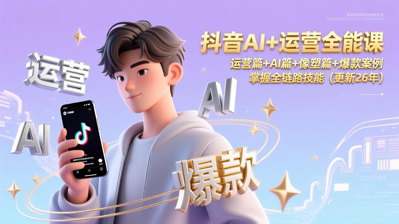 <span style='color:#ff0000'>抖音AI+运营全能课，运营篇+AI篇+像塑篇+爆款案例，掌握全链路技能（更新26年</span>