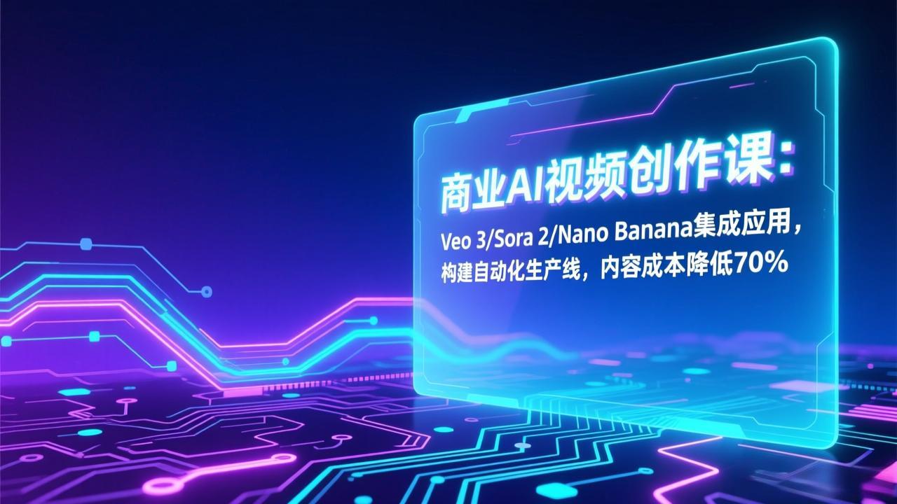 <span style='color:#a100e0'>商业AI视频创作课：Veo 3/Sora 2/Nano Banana集成应用，构建自动化生产线，内容成本降低</span>