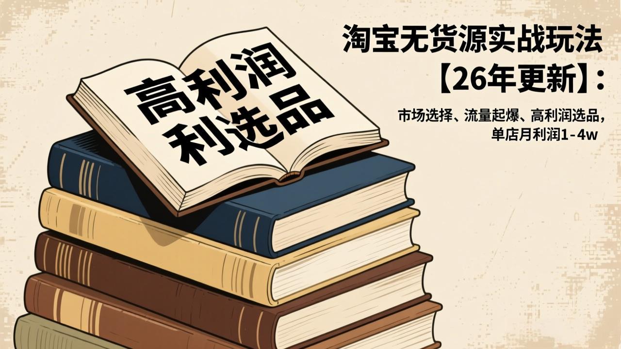 <span style='color:#a100e0'>淘宝无货源实战玩法【26年更新】：市场选择、流量起爆、高利润选品，单店月利润</span>