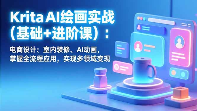<span style='color:#001aff'>Krita AI绘画实战(基础+进阶课)：电商设计、室内装修、AI动画，掌握全流程应用，实现多领域变现</span>