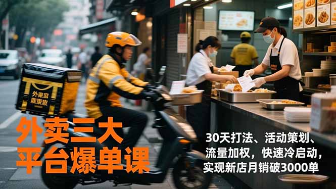 <span style='color:#001aff'>外卖三大平台爆单课，30天打法、活动策划、流量加权，快速冷启动，实现新店月销破3000单</span>