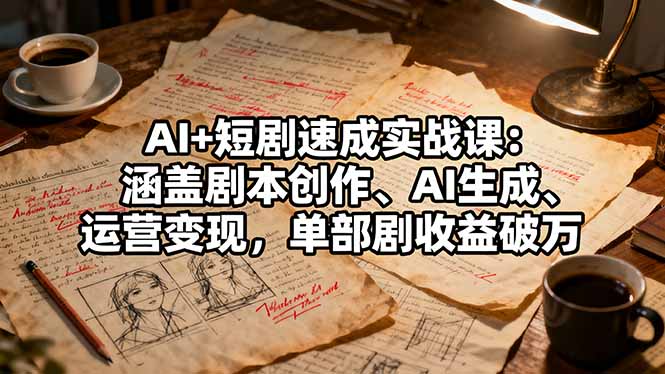 <span style='color:#001aff'>AI+短剧速成实战课：涵盖剧本创作、AI生成、运营变现，单部剧收益破万</span>