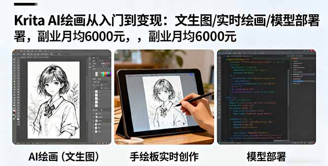 <span style='color:#a100e0'>Krita AI绘画从入门到变现:文生图/实时绘画/模型部署,副业月均6000元</span>