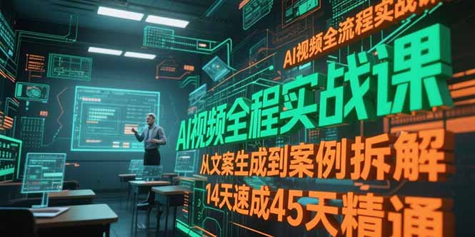 <span style='color:#ff0000'>AI视频全流程实战课，从文案生成到案例拆解，14天速成45天精通</span>