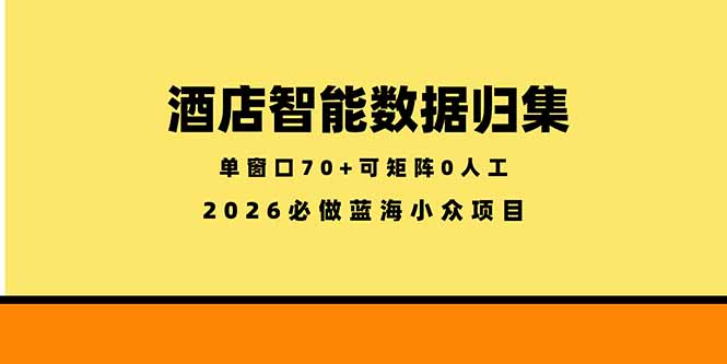 <span style='color:#a100e0'>酒店智能数据归集,小众蓝海已经稳定半年之久,单窗口70+零成本矩阵开干</span>