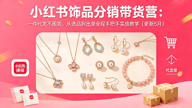 <span style='color:#a100e0'>小红书饰品分销带货营：一件代发不囤货，从选品到出单全程手把手实战教学（更新5月</span>