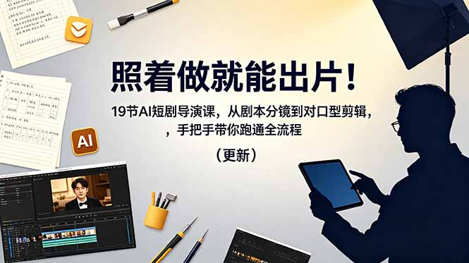 <span style='color:#ff0000'>照着做就能出片!19节AI短剧导演课,从剧本分镜到对口型剪辑,手把手带你跑通全流程(更新</span>