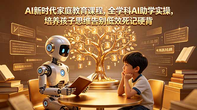 <span style='color:#078a00'>AI新时代家庭教育课程，全学科AI助学实操，培养孩子思维告别低效死记硬背</span>