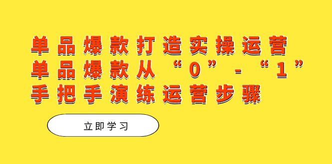 (7488期)单品爆款打造实操运营,单品爆款从“0”-“1”手把手演练运营步骤