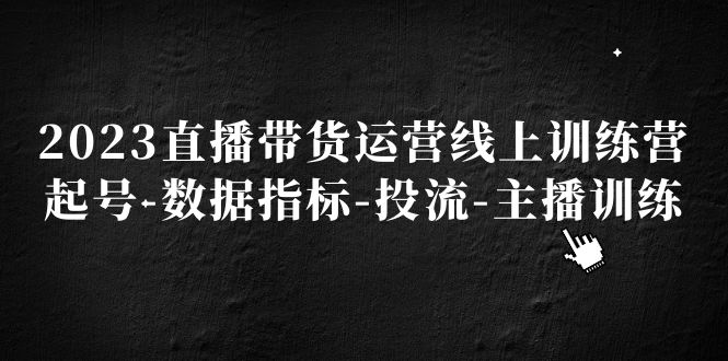 (5122期)2023直播带货运营线上训练营,起号-数据指标-投流-主播训练