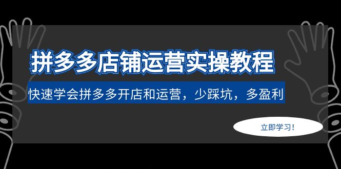 (4883期)拼多多店铺运营实操教程:快速学会拼多多开店和运营,少踩坑,多盈利