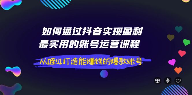 (3777期)如何通过抖音实现盈利,最实用的账号运营课程 从0到1打造能赚钱的爆款账号