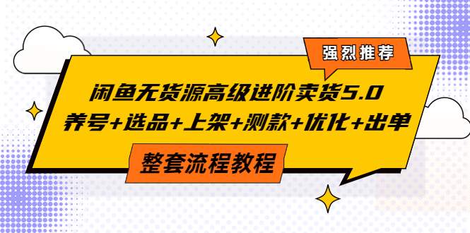 (3662期)闲鱼无货源高级进阶卖货5.0,养号+选品+上架+测款+优化+出单整套流程教程