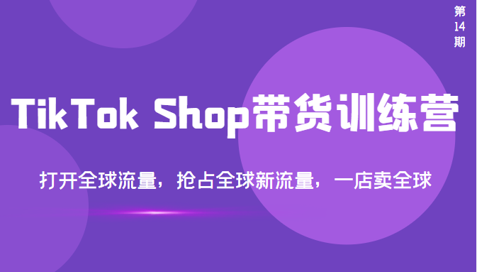(3342期)TikTok Shop带货训练营,打开全球流量,抢占全球新流量 一店卖全球(第14期)