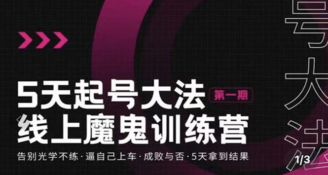 (3121期)五天起号魔鬼训练营,告别光学不练,逼自己上车,成败与否,5天拿到结果