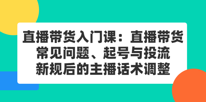 (2410期)直播带货入门课:直播带货常见问题、起号与投流、新规后的主播话术调整