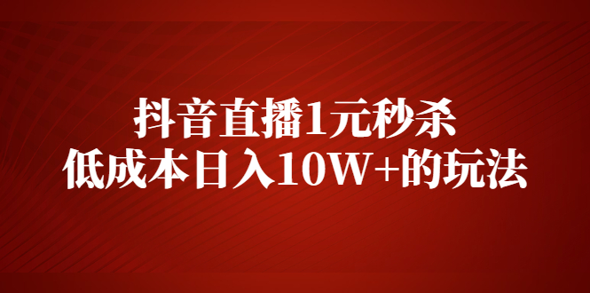 (2127期)抖音直播1元秒杀,低成本日入10W+的玩法【视频课程】