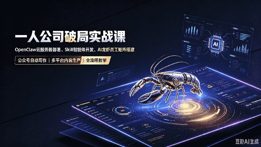 (19995期)一人公司破局实战课|OpenClaw云服务器部署、Skill智能体开发、AI龙虾员工矩阵搭建,公众号自动写作与多平台内容...