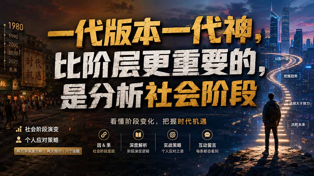 (19945期)付费文章:一代版本一代神,比阶层更重要的,是分析社会阶段