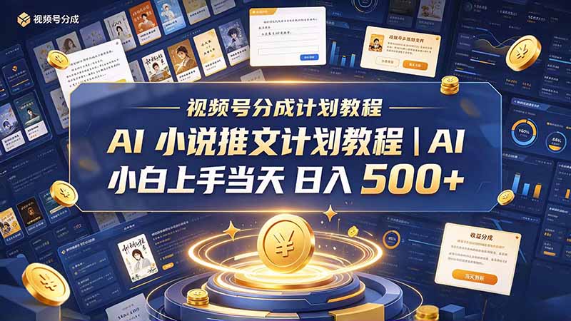 最新视频号分成计划教程｜AI 小说推文，小白上手当天日入 500+