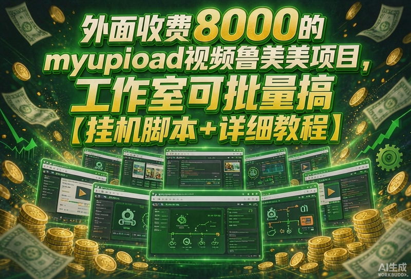 外面收费8000的myupload视频撸美金项目，工作室可批量搞【挂机脚本+详细教程】
