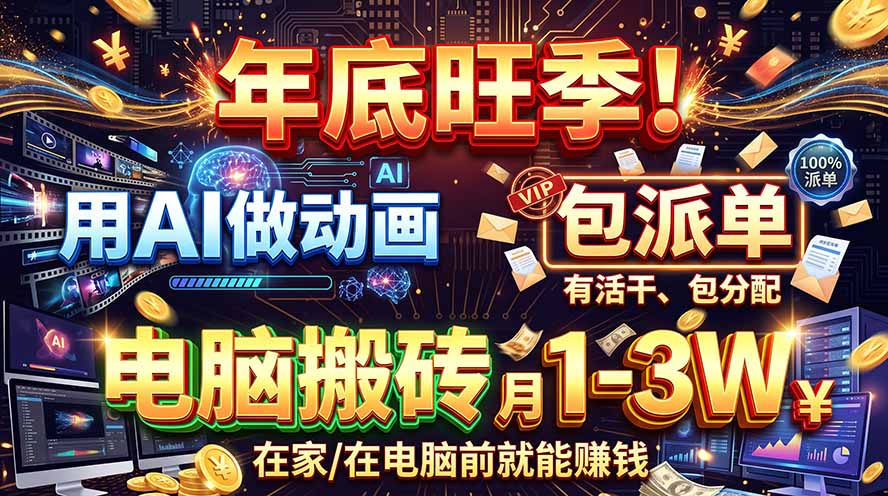 AI代做动画，旺季捡钱！提供做单渠道，新手可做！