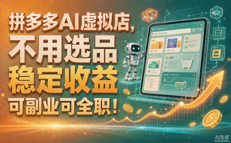 拼多多AI虚拟店，不用选品稳定收益，可副业可全职！