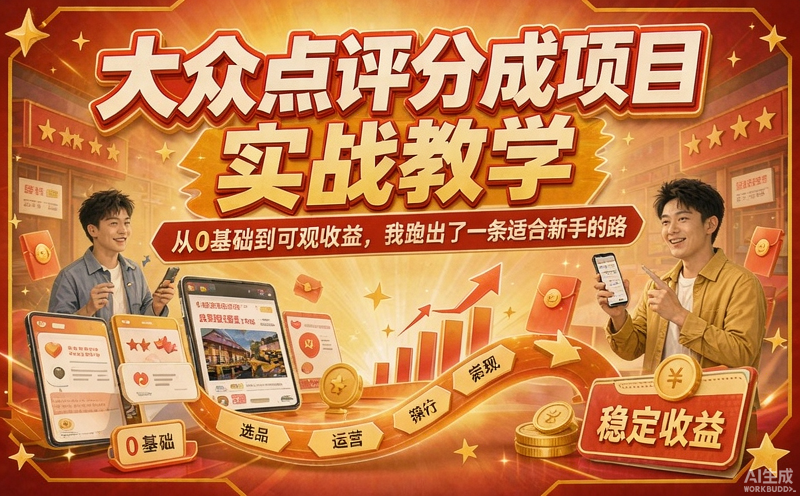 大众点评分成项目实战教学，从0基础到可观收益，我跑出了一条适合新手的路