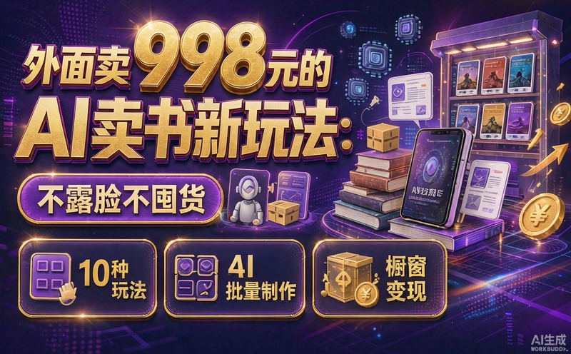 外面卖998元的AI卖书新玩法：不露脸不囤货，10种玩法+AI批量制作+橱窗变现