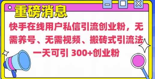 快手最新引流创业粉方法,无需养号、无需视频、搬砖式引流法【揭秘】