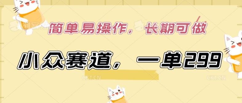 小众赛道,一单299.简单易操作,长期可做【揭秘】