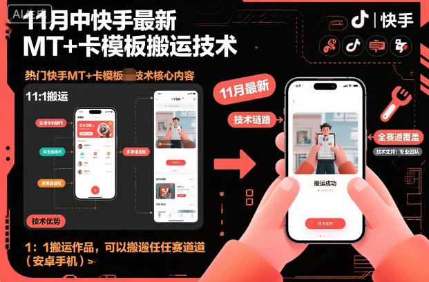 安卓手机快手MT卡模板搬运指南：多赛道作品1：1还原操作详解