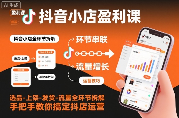 (1143期)抖店运营全流程拆解:从选品上架到发货引流,手把手教你系统掌握实操方法