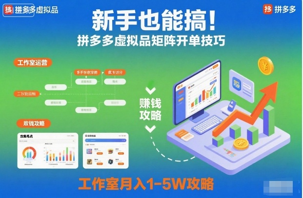 (1177期)拼多多虚拟商品矩阵实操指南:新手快速入门,团队高效运营方法解析