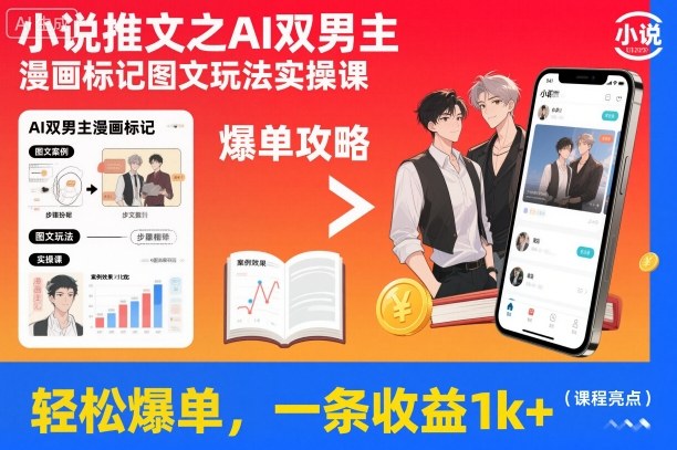 (1182期)AI双男主漫画标记图文实操指南:从内容创作到爆单技巧全解析
