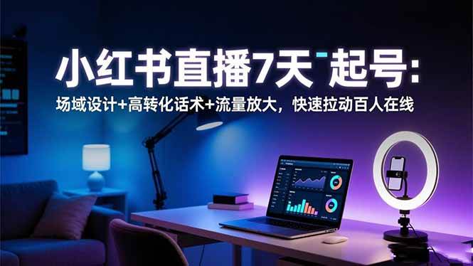 （1281期）小红书直播快速起号指南：场域设计结合高转化话术，高效提升在线人数至百人层级