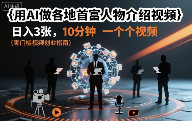 (1392期)AI制作地方首富人物传记短片,十分钟完成一部,每日稳定产出三集