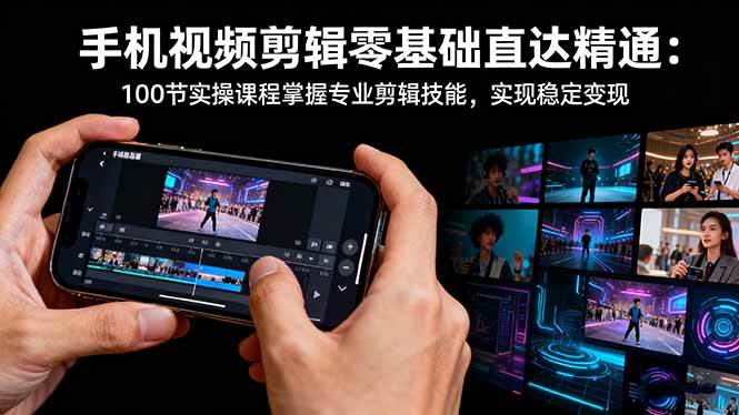 (1404期)手机视频剪辑零基础到精通:100节实操课程带你掌握专业剪辑技能,轻松应对各类场景拍摄